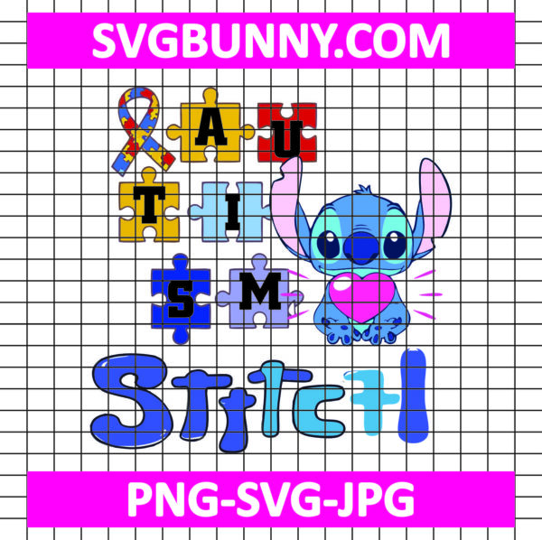 Stitch Heart Autism SVG, Heart Autism SVG, Blue Stitch Autism SVG, puzzle Autism SVG