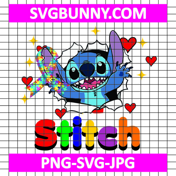Stitch Ribbon Awareness Autism SVG, Awareness Autism SVG, Stitch SVG, Stitch Ribbon SVG, Ribbon Autism SVG