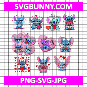 Stitch Valentines Bundle SVG, Stitch Couple SVG, Stitch and Angel SVG, Stitch Heart SVG, Valentine's Day SVG