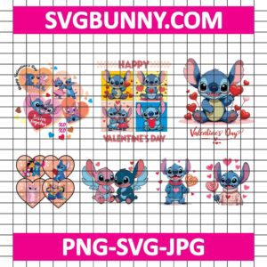 Stitch Valentines Bundle SVG, Stitch and Angel SVG, Stitch x Lilo SVG, Stitch Heart SVG