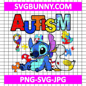 Stitch and Duck Autism sVG, Cartoon Autism SVG, Autism Awareness SVG