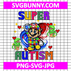 Super Autism SVG, Super Mario Autism SVG, Mario Autism Awareness SVG