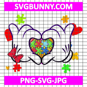 Till All The Pieces Fit SVG, Mickey Autism SVG, Autism Awareness SVG, Disney Design Puzzles SVG, Mickey Hands Heart SVG Png Dxf Eps