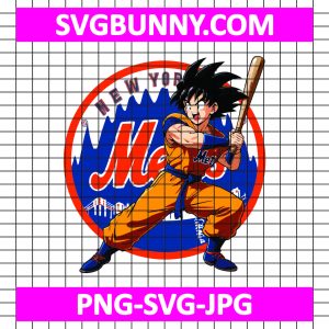 Goku New York Mets SVG, Anime Baseball SVG, Anime SVG, Dragonball Cartoon Baseball PNG, SVG, JPG, EPS, DEF