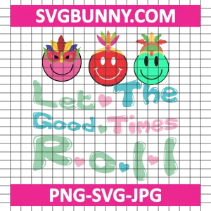 Let The Good Times Roll Carnival SVG, Mardi Gras Smile Emoji SVG, Mardi Gras Carnival SVG