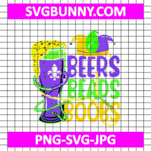 Louisiana Beers Beads Boobs SVG PNG, Mardi Gras Carnival Costume SVG, Carnival SVG, Beers Beads Boobs DXF, EPS, SVG, PNG