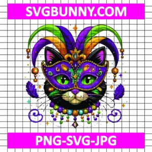 Mardi Gras Cat SVG, Cat Carnival Mask SVG, Carnival SVG