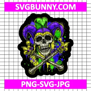 Mardi Gras Jester Skull SVG, New Orleans Skeleton SVG, Mardi Gras Carnival SVG