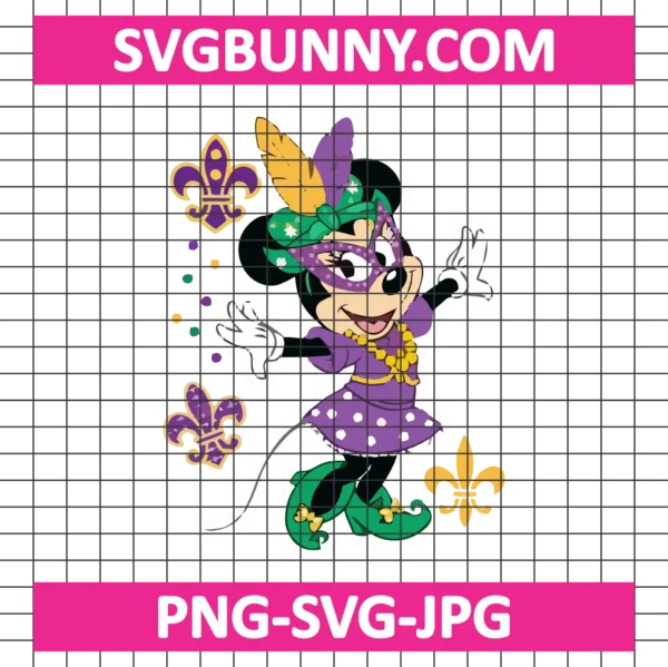Minnie Mardi Gras SVG, Fleur De Lis SVG, Carnival SVG, Carnival Celebration SVG