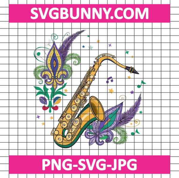 Orleans SVG, Carnival SVG, Mardi Gras Saxophone SVG, Carnival Fleur De Lis SVG